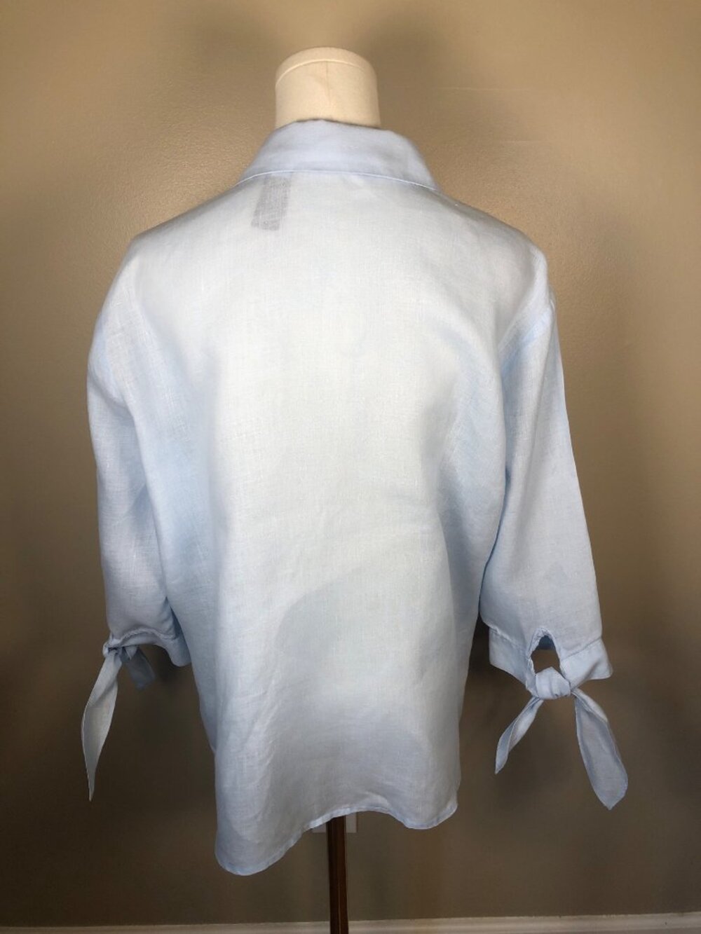 Adriana Bermani 100% Linen 3/4 Sleeve Button Front Shirt Beach Coastal Size L - Picture 3 of 8